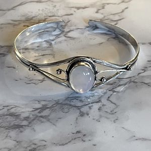 Moonstone Silver Lapis Cuff Bracelet